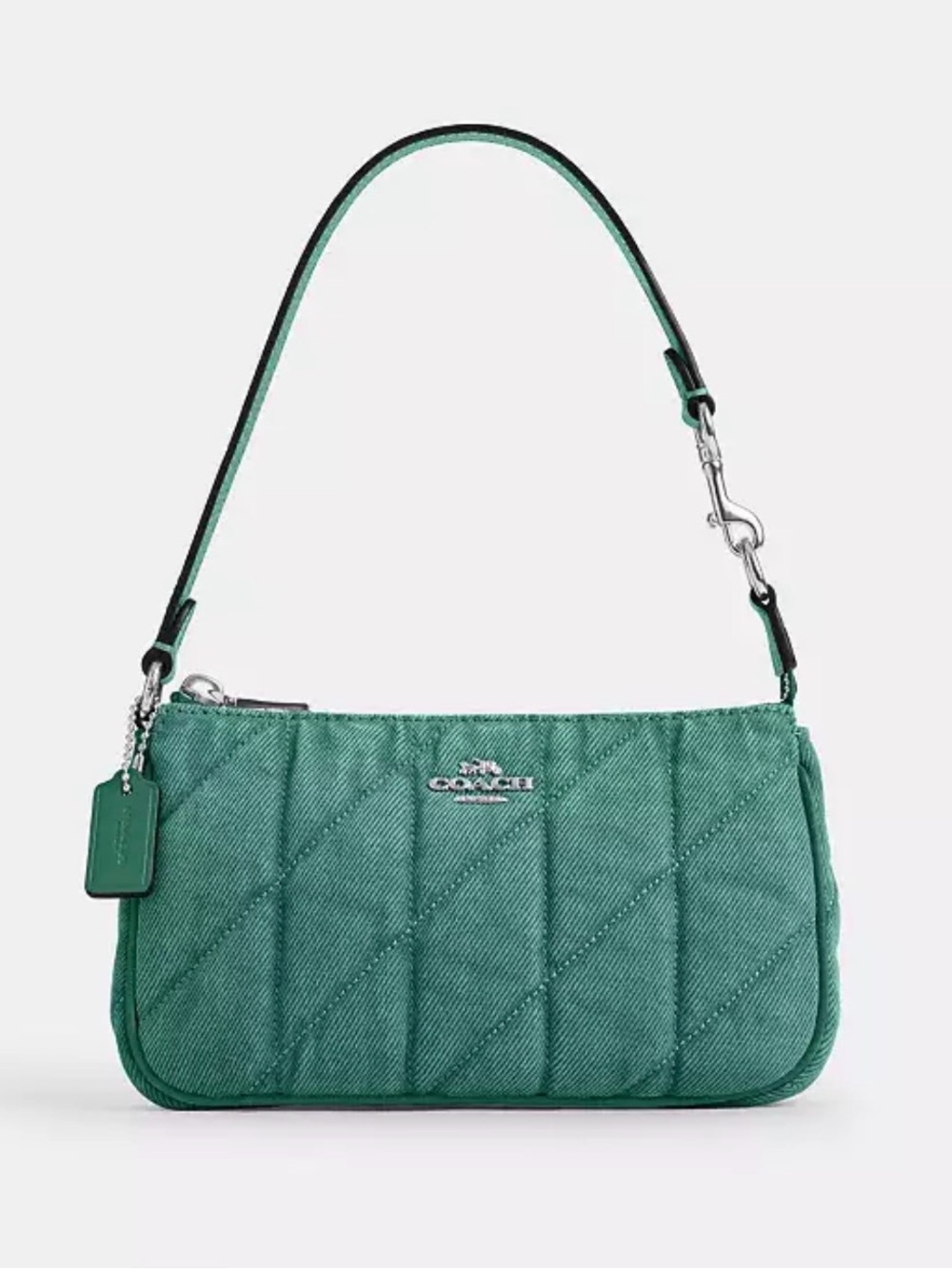 Coach Nolita 19 in Quilted Denim , finished in the Ivy / Green color-way